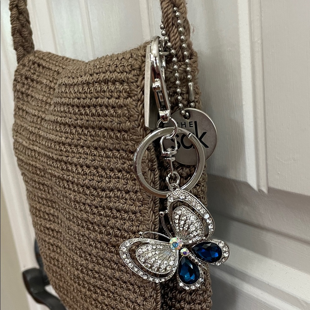 🦋THE SAK  Brown Crocheted Flap Crossbody with Butterfly Charm